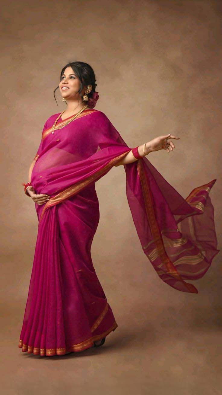 Traditional Maternity Shoot in Varanasi with Rental Dresses and Studio